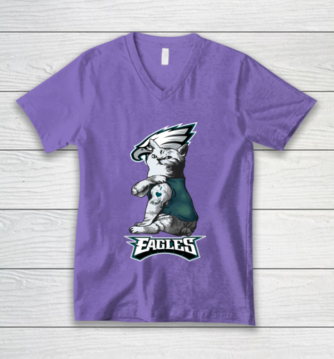 NFL Football My Cat Loves Philadelphia Eagles V-Neck T-Shirt 8
