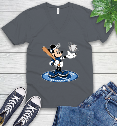 MLB Baseball Kansas City Royals Cheerful Mickey Disney Shirt V-Neck T-Shirt 5
