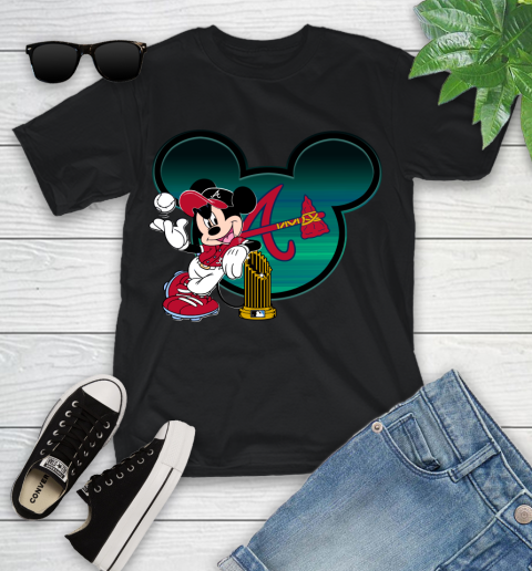 MLB Atlanta Braves The Commissioner's Trophy Mickey Mouse Disney Youth T-Shirt 2