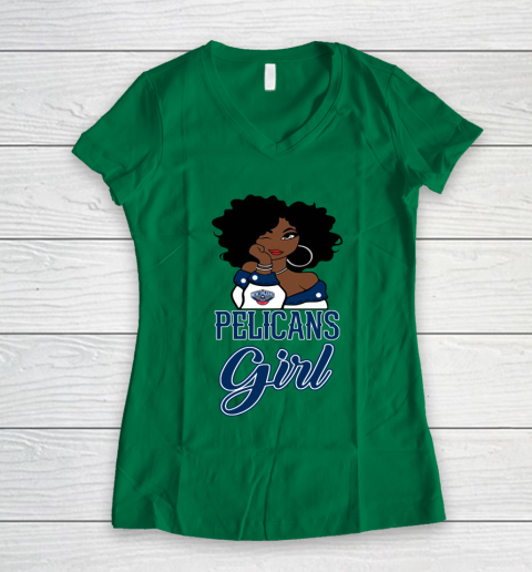 New Orleans Pelicans Girl NBA Women's V-Neck T-Shirt 5