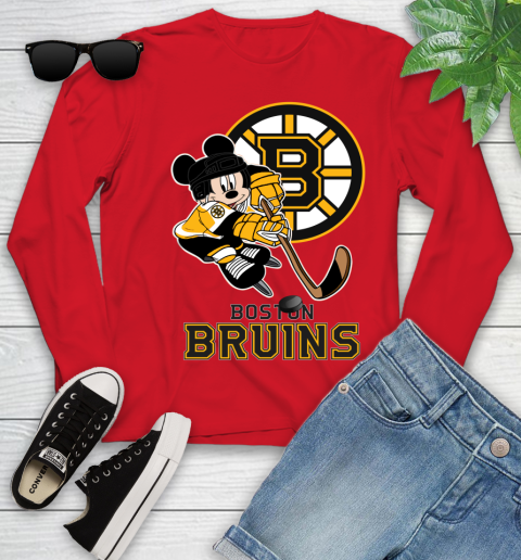 Nhl Hockey Mickey Mouse Team Boston Bruins Youth T-Shirt 