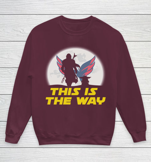 Washington Capitals NHL Ice Hockey Star Wars Yoda And Mandalorian This Is The Way Youth Sweatshirt 4