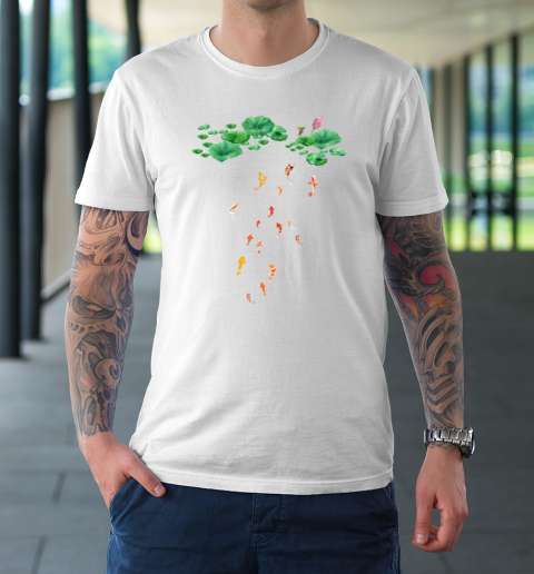 Watercolor Japanese Koi Fish Goldfish Lily Pad Lotus Leaf Beauty T-Shirt