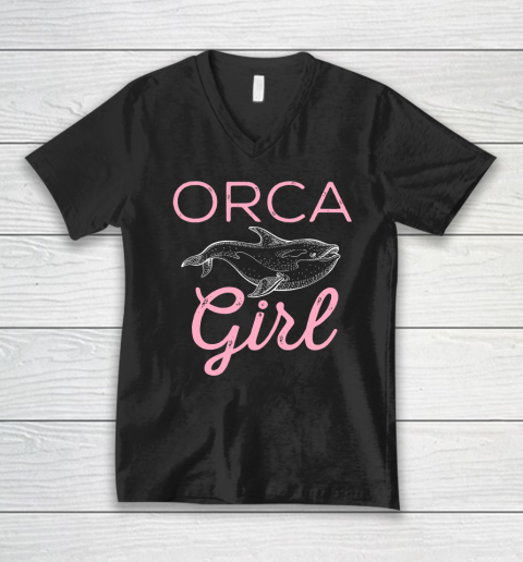 Funny Orca Lover Graphic for Women Girls Kids Whale V-Neck T-Shirt