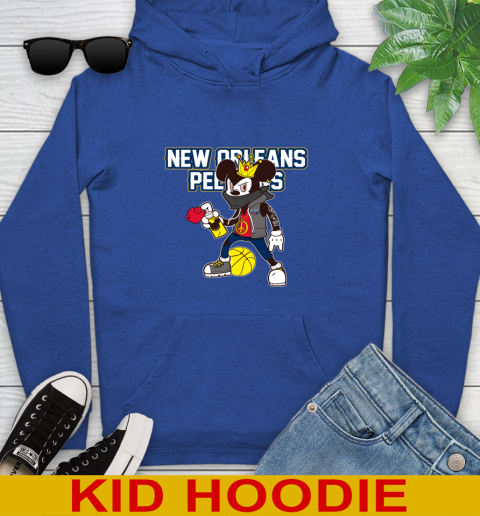 New Orleans Pelicans NBA Basketball Mickey Peace Sign Sports Youth Hoodie 10