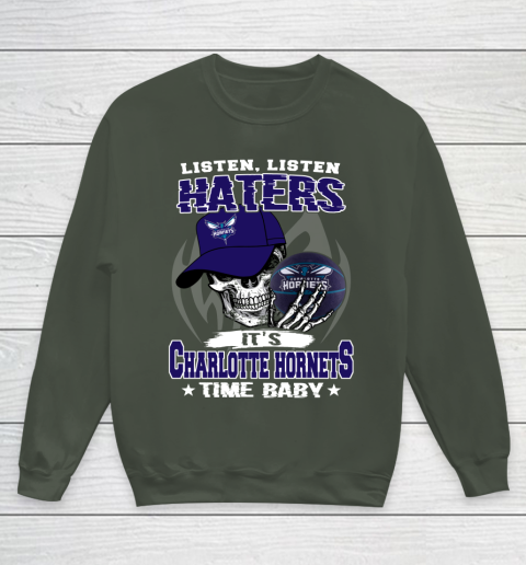 Listen Haters It is HORNETS Time Baby NBA Youth Sweatshirt 8