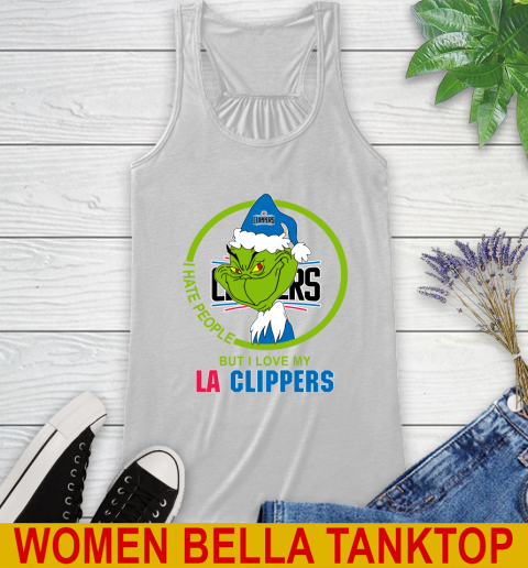 LA Clippers NBA Christmas Grinch I Hate People But I Love My Favorite Basketball Team Racerback Tank