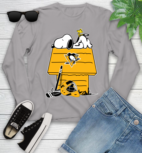 Pittsburgh Penguins NHL Hockey Snoopy Woodstock The Peanuts Movie Youth Long Sleeve 5