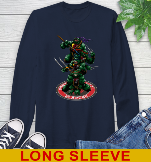 NBA Basketball Portland Trail Blazers Teenage Mutant Ninja Turtles Shirt Long Sleeve T-Shirt 4