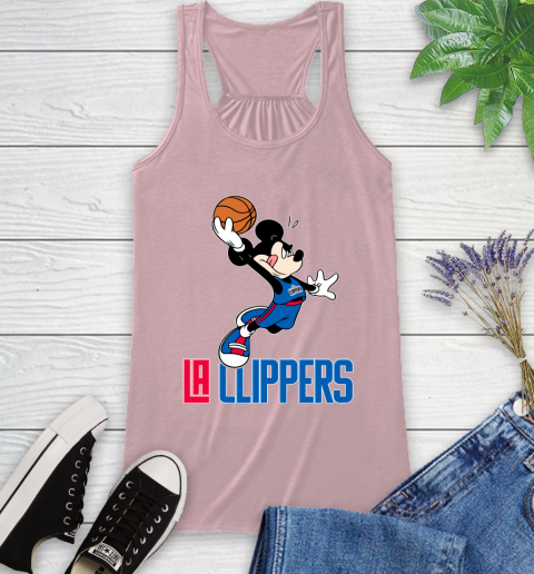 NBA Basketball LA Clippers Cheerful Mickey Mouse Shirt Racerback Tank 10