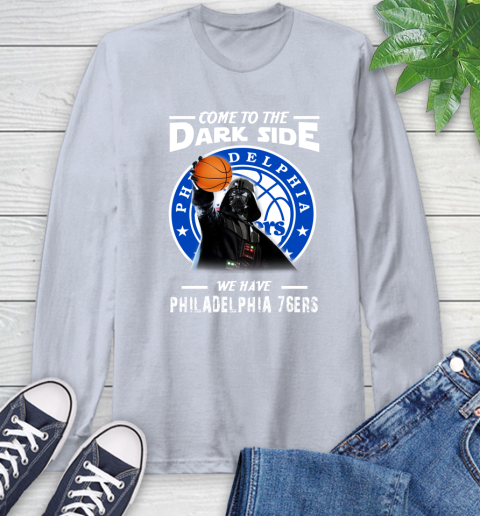 NBA Come To The Dark Side We Have Philadelphia 76ers Star Wars Darth Vader Basketball Long Sleeve T-Shirt 6