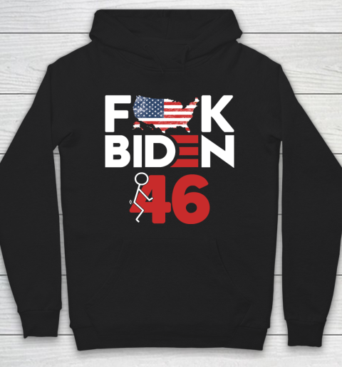 Fuck Biden America Flag  Fuck 46  Anti Biden Supporter Hoodie