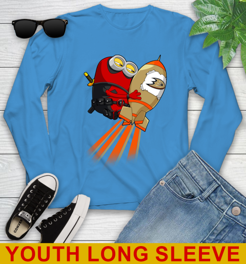 NHL Hockey Anaheim Ducks Deadpool Minion Marvel Shirt Youth Long Sleeve 8