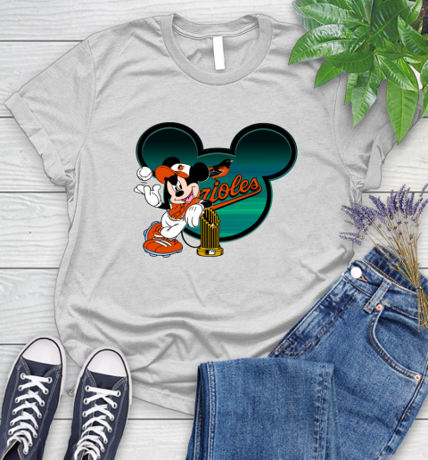 MLB Baltimore Orioles The Commissioner's Trophy Mickey Mouse Disney Women's T-Shirt