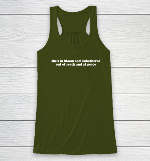 Womens She's In Bloom And Unbothered Out Of Reach And At Peace Racerback Tank 2