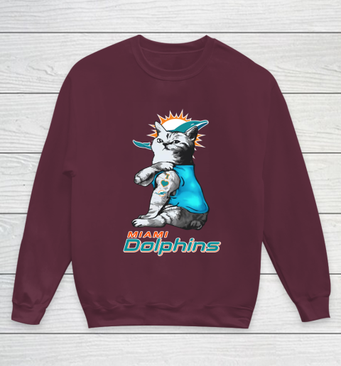 NFL Football My Cat Loves Miami Dolphins Youth Sweatshirt 4