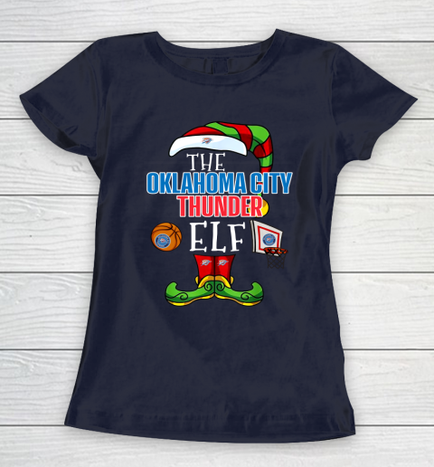 Oklahoma City Thunder Christmas ELF Funny NBA Women's T-Shirt 2