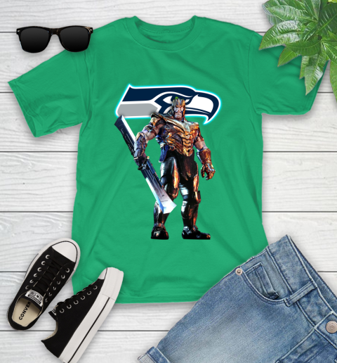 NFL Thanos Gauntlet Avengers Endgame Football Seattle Seahawks Youth T-Shirt 6