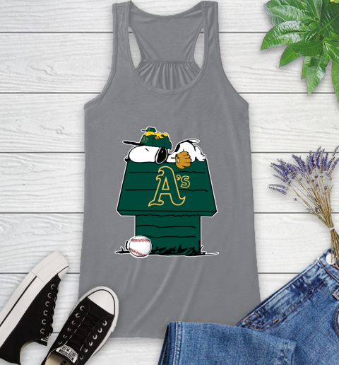 MLB Oakland Athletics Snoopy Woodstock The Peanuts Movie Baseball T Shirt Racerback Tank 5