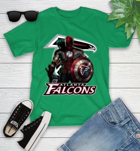 NFL Captain America Thor Spider Man Hawkeye Avengers Endgame Football Atlanta Falcons Youth T-Shirt 6