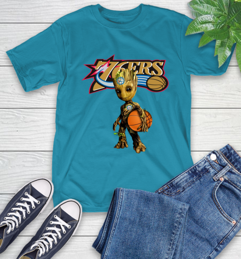 Philadelphia 76ers NBA Basketball Groot Marvel Guardians Of The Galaxy T-Shirt 8