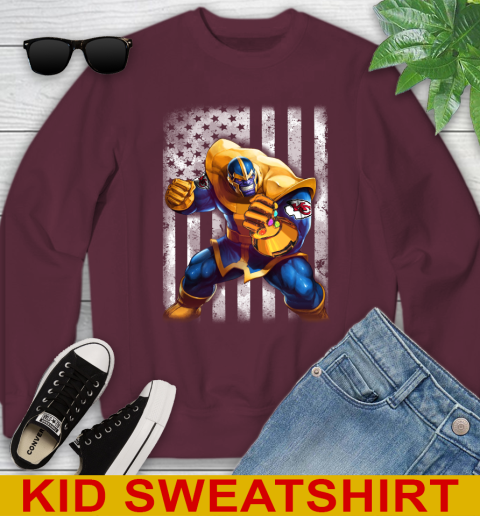 NFL Football Kansas City Chiefs Thanos Marvel American Flag Shirt Youth Sweatshirt 4