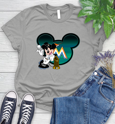 MLB Miami Marlins The Commissioner's Trophy Mickey Mouse Disney Women's T-Shirt 10