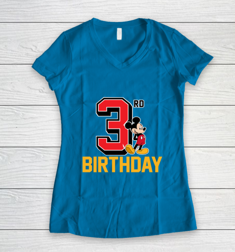 Disney Mickey Mouse My 3rd Birthday Women s V Neck T Shirt Tee For Sports