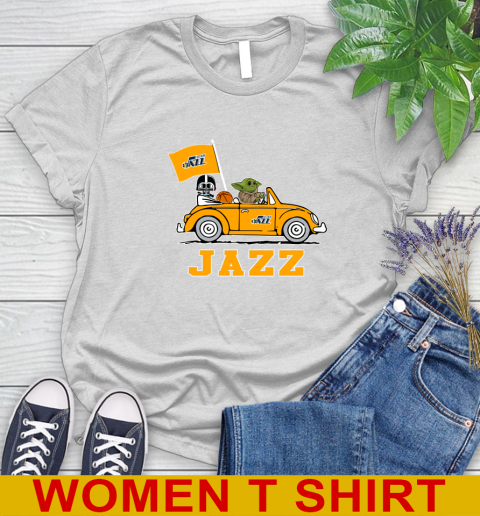 NBA Basketball Utah Jazz Darth Vader Baby Yoda Driving Star Wars Shirt Women's T-Shirt