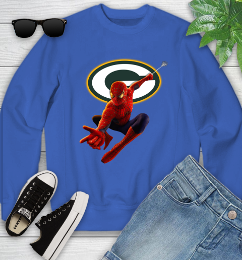 NFL Spider Man Avengers Endgame Football Green Bay Packers Youth Sweatshirt 8