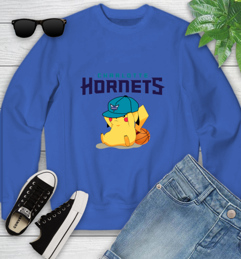 NBA Pikachu Basketball Sports Charlotte Hornets Youth Sweatshirt 8