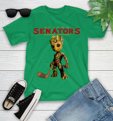 Ottawa Senators NHL Hockey Groot Marvel Guardians Of The Galaxy Youth T-Shirt 6