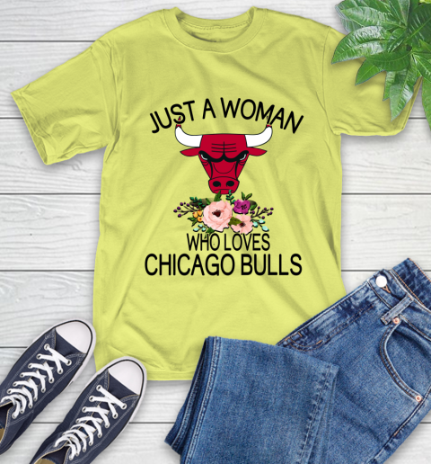 NBA Just A Woman Who Loves Chicago Bulls Basketball Sports T-Shirt 8
