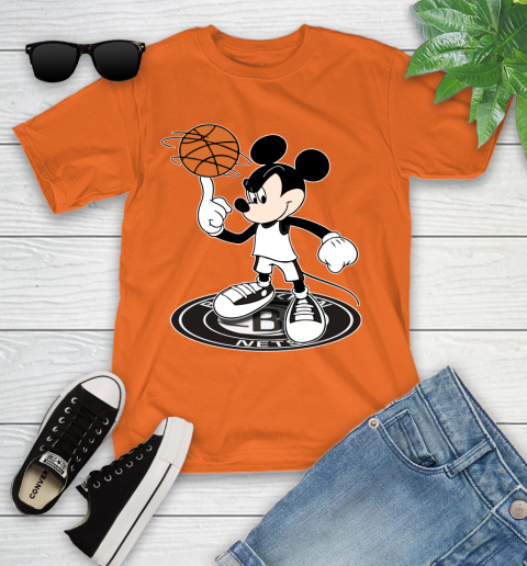 NBA Basketball Brooklyn Nets Cheerful Mickey Disney Shirt Youth T-Shirt 7