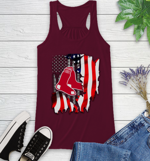 Boston Red Sox MLB Baseball American Flag Racerback Tank - Image 3