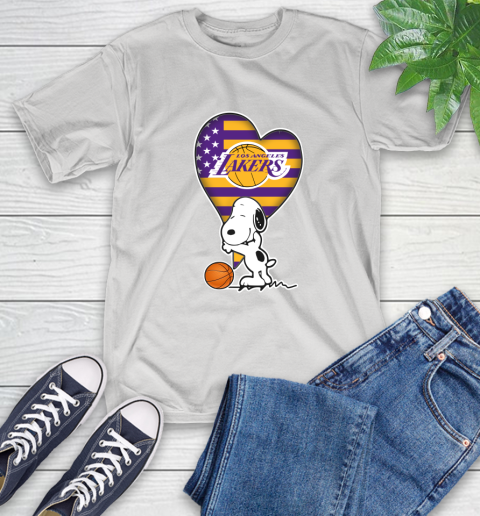 Los Angeles Lakers NBA Basketball The Peanuts Movie Adorable Snoopy T-Shirt
