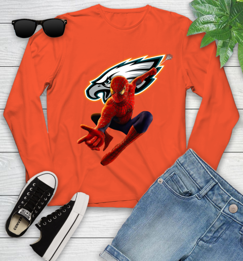 NFL Spider Man Avengers Endgame Football Philadelphia Eagles Youth Long Sleeve 4