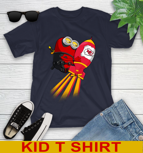 NFL Football Kansas City Chiefs Deadpool Minion Marvel Shirt Youth T-Shirt 2