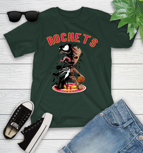 NBA Houston Rockets Basketball Venom Groot Guardians Of The Galaxy Youth T-Shirt 5