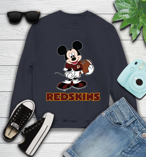 NFL Football Washington Redskins Cheerful Mickey Mouse Shirt Youth Sweatshirt 3