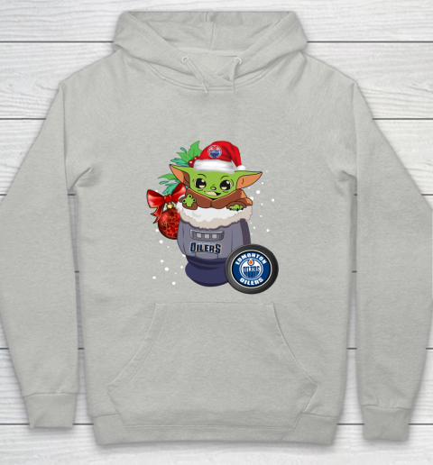 Edmonton Oilers Christmas Baby Yoda Star Wars Funny Happy NHL Youth Hoodie 2