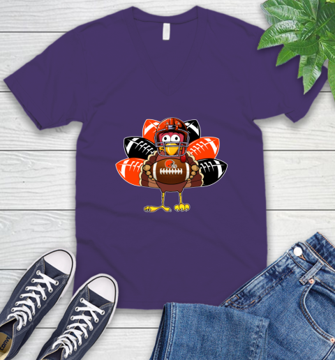 Cleveland Browns Turkey Thanksgiving Day V-Neck T-Shirt 10