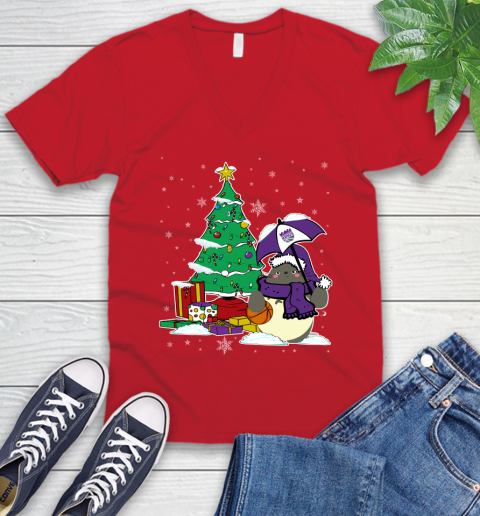 Sacramento Kings NBA Basketball Cute Tonari No Totoro Christmas Sports V-Neck T-Shirt 6