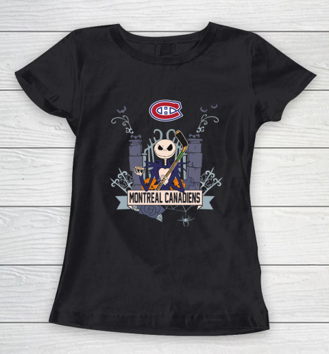 NHL Montreal Canadiens Hockey Jack Skellington Halloween Women's T-Shirt