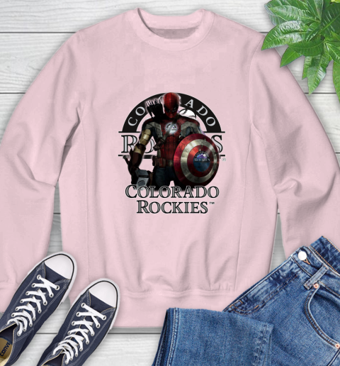 MLB Captain America Thor Spider Man Hawkeye Avengers Endgame Baseball Colorado Rockies Sweatshirt 9