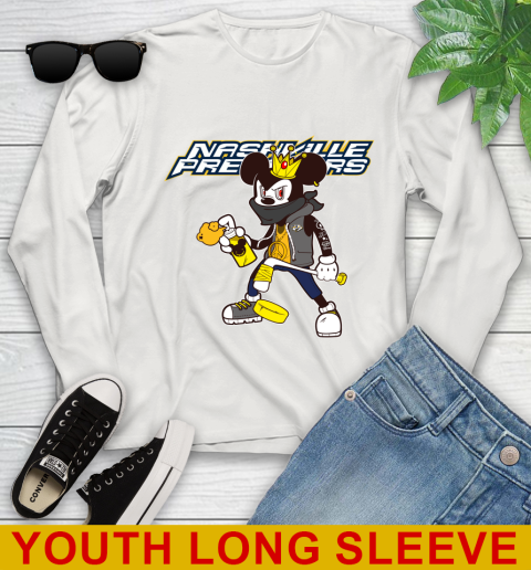 Nashville Predators NHL Hockey Mickey Peace Sign Sports Youth Long Sleeve 12