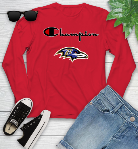 NFL Football Baltimore Ravens Champion Shirt Youth Long Sleeve 9