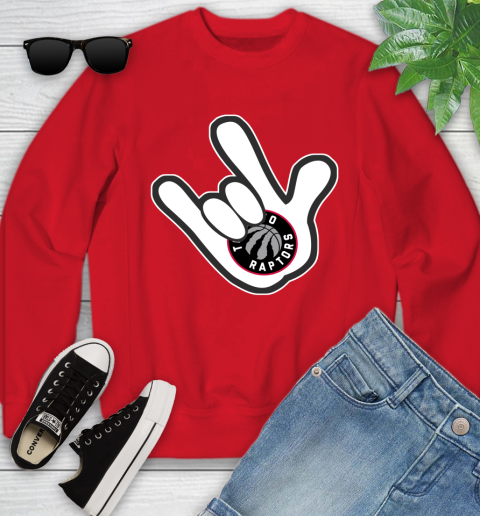 Toronto Raptors NBA Basketball Mickey Rock Hand Disney Youth Sweatshirt 9