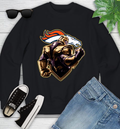NFL Thanos Avengers Endgame Football Sports Denver Broncos Youth Sweatshirt 2