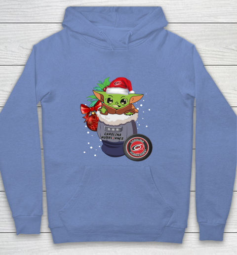 Carolina Hurricanes Christmas Baby Yoda Star Wars Funny Happy NHL Youth Hoodie 10